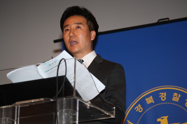 8일 오후 김형률 경북경찰청 수사부장이 해병대 채상병 사건 수사 결과를 발표하고 있다. 2024.7.8. 연합뉴스