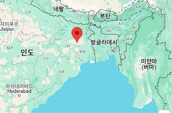 일본군 전멸 뒤 버마 미치나에서 미군 등 연합군에 의해 구출된 일부 조선인 일본군 '위안부'들이 이송된 인도 아삼주의 레도(Ledo)(빨간 표지)