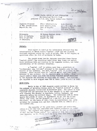 1944년 10월 1일 미군이 작성한 버마 미치나의 조선인 일본군 위안부 보고서    위키백과