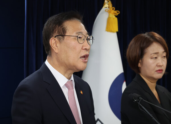 박성재 법무부 장관이 9일 서울 종로구 정부서울청사에서 채상병 특검법안과 관련해 국무회의 의결 내용을 브리핑하고 있다. 2024.7.9. 연합뉴스