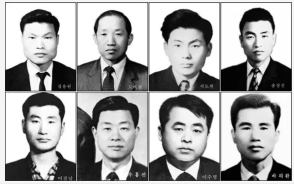 인혁당 사건으로 사형이 집행된 8명의 사진.