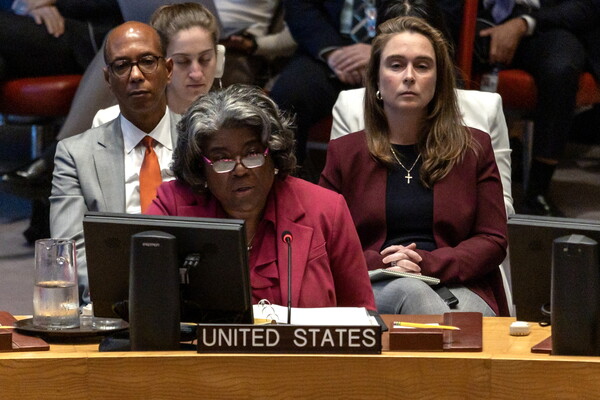 미국의 린다 토머스-그림필드 주유엔 대사가 4일(현지시간) 뉴욕 유엔본부에서 진행된 안전보장이사회 회의에서 발언하고 있다. 2024. 09. 04 [EPA=연합뉴스]