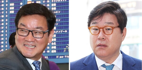 안부수 아태평화교류협회장(왼쪽)과 김성태 전 쌍방울 그룹 회장(오른쪽). 2024.6.17. 연합뉴스 자료사진