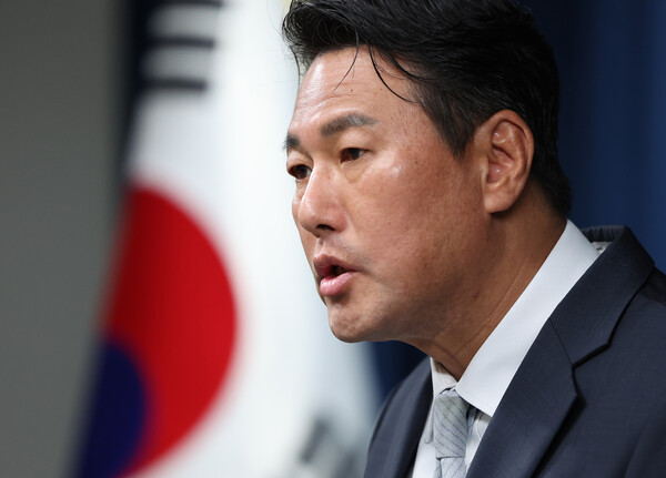 김태효 국가안보실 제1차장이 22일 서울 용산 대통령실 청사에서 북한군의 러시아 파병에 관한 현안 브리핑을 하고 있다. 평양 무인기 침범 문제는 다루지 않았다. 2024.10.22. 연합뉴스 