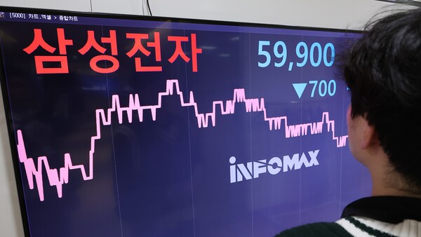 지난 7일 연합인포맥스에서 관계자가 삼성전자 주가를 살피고 있다. 2024.10.7, 연합뉴스