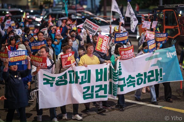 2일 서울 시청역-남대문 대로에서 열린 제113차 촛불대행진. 이호 작가