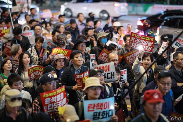 2일 서울 시청역-남대문 대로에서 열린 제113차 촛불대행진. 이호 작가