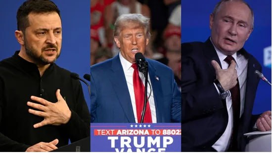 왼쪽부터 볼로디미르 젤렌스키, 도널드 트럼프, 블라디미르 푸틴.