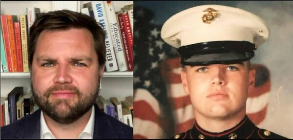 J. D 밴스 미국 부통령 당선자의 해병대 근무시절 사진(오른쪽). [JD밴스 X계정] 시민언론 민들레 