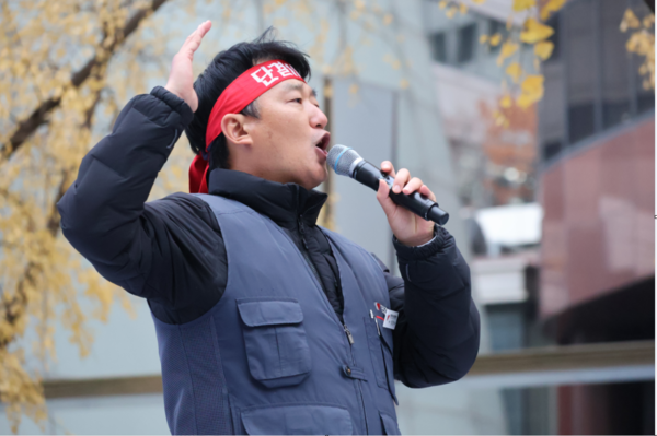 20일 민주노총 양경수 위원장이 전국농민대회 및 윤석열 정권 퇴진 2차 총궐기에서 "집회 시위에 물대포도 등장하게 될 것"이라고 말했다. 2024.11.20. 임석규 프리랜서 기자