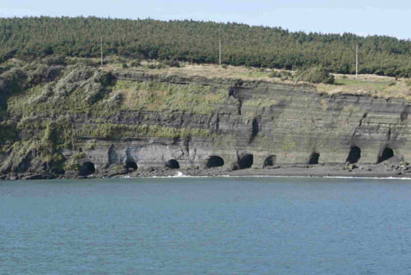 지금은 ‘사진 명소’가 된 송악산 동쪽 절벽 아래 일본군 동굴진지에는 ‘인간어뢰’인 가이텐을 숨겨놓았다. © 국가유산청