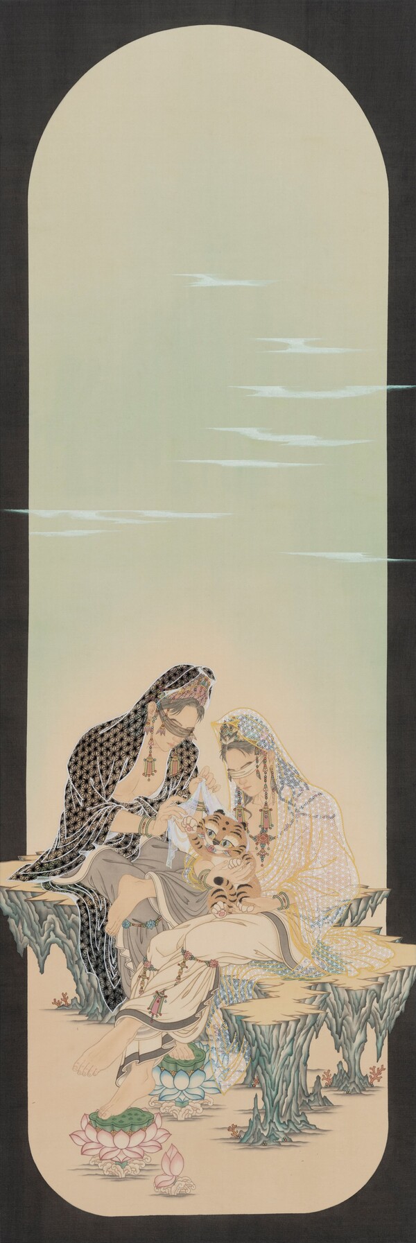 박그림, 이간, 2024, 비단에 담채, 120×40cm1