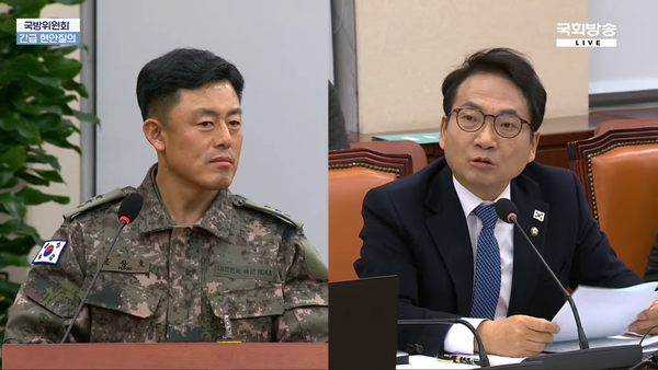 문상호 정보사령관을 몰아붙이는 박선원 의원. (국회방송 생중계 화면 캡처)