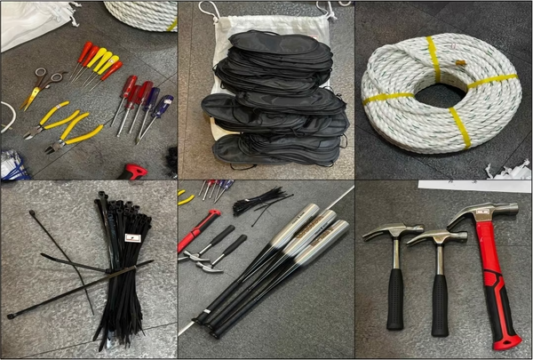 ‘정보사 체포조’가 선관위 직원들을 체포하기 위해 준비했던 송곳, 안대, 포승줄, 케이블타이, 야구방망이, 망치 등.