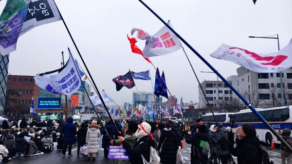 지난 1월 5일 한남동 탄핵 찬성 집회 현장. 사진=황융하 시민기자