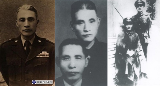 왼쪽부터 첫 번째 사진은 국군 1군단장 시절 김홍일 장군, 두 번째는 백범 김구 임시정부 주석과 김홍일 장군, 세 번째는 중국 장졔스 주석과 김홍일 장군의 모습이다.