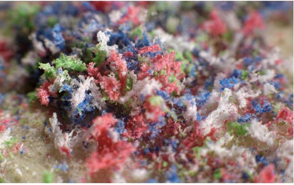 미세 플라스틱 오염을 일으키는 의류 등 화학섬유제품들. 세탁기에서 떨어져 나간 섬유제품 조각들이 하수구를 통해 강이나 바다로 흘러나가 수질을 오염시키고 동식물들 체내에도 흡수돼 축적된다.   가디언 2023년 8월 17일