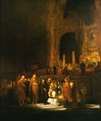 '간음하다 잡혀온 여인'. 렘브란트.