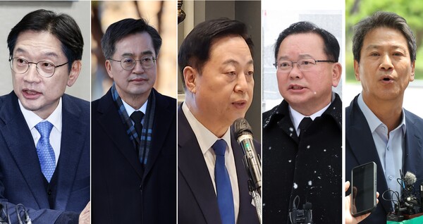 왼쪽부터 김경수, 김동연, 김두관, 김부겸, 임종석. 