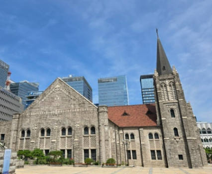 서울 중구 저동의 영락교회. 일본 천리교 경성분소 자리에 들어선 베다니전도교회가 전신이다.