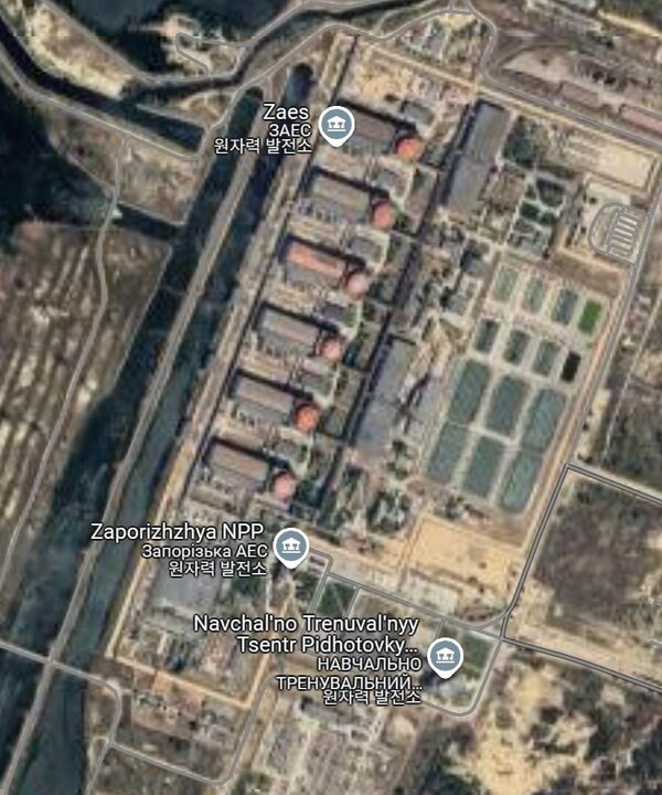 러시아-우크라이나 전쟁에서 포격당한 자포리자 원전 @구글 지도