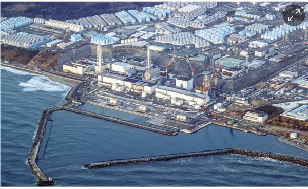 2011년 3월 11일 일본 동북지방 대지진 쓰나미로 수소폭발 사고를 일으킨 도쿄전력 후쿠시마 원전의 2022년 전경. 가디언 2월 12일