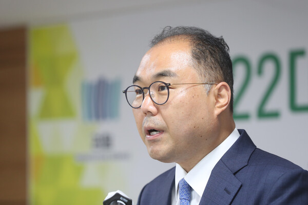 신응석 신임 의정부지검장이 27일 오후 경기도 의정부시 가능동 의정부지방검찰청에서 열린 취임식에서 인사말하고 있다. 2022.6.27. 연합뉴스