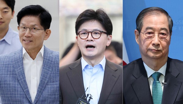 왼쪽부터 김문수, 한동훈, 한덕수
