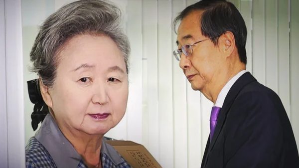 한덕수 무소속 대선 예비후보와 배우자 최아영 씨. JTBC 보도 화면 갈무리