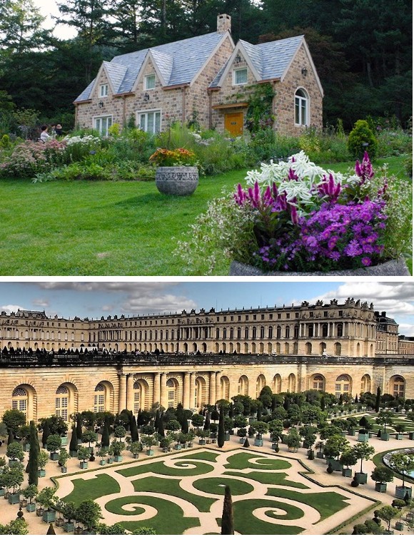 영국식 정원(위)과 프랑스식 정원(아래) 비교