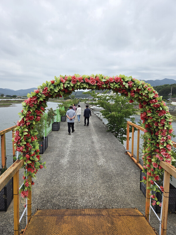 햇빛이 쏟아지는 율티마을 바닷가 '장미길'