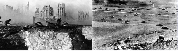 사진 3. 왼쪽 스탈린그라드 전투. 오른쪽 쿠르스크 전차전
