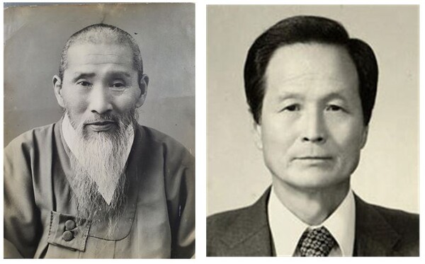 다석 류영모(왼쪽)과 학산 이정호(오른쪽)