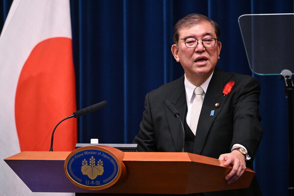이시바 시게루 일본 신임 총리가 1일 도쿄 총리 관저에서 기자회견을 진행하고 있다. 2024. 10. 01 [EPA=연합뉴스]