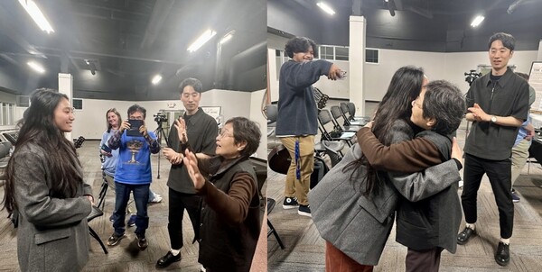 80년 나이차를 뛰어넘은 포옹.   김찬휘