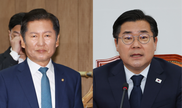 더불어민주당이 오는 8월 2일 전당대회를  열고 차기 당 대표를 선출하겠다고 밝혔다. 정청래 의원은 당 대표에 선출하겠다고 밝혔고, 박찬대 의원은  고민하고 있다. 2025.06.16. 연합뉴스