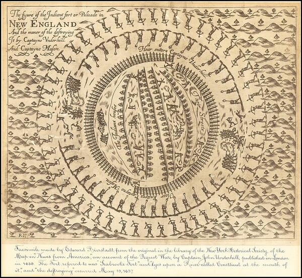 1637년 코네티컷에서 발생한 피쿼트 전쟁에서 백인 정착민들은 화공으로 원주민 마을을 불태웠다. 