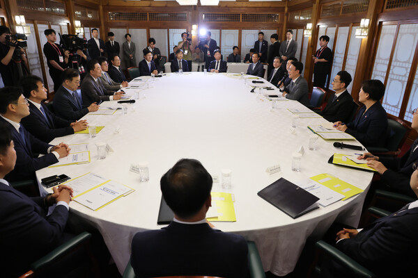 김민석 국무총리가 6일 서울 종로구 삼청동 총리공관에서 열린 고위당정협의회에서 발언하고 있다. 2025.7.6. 연합뉴스