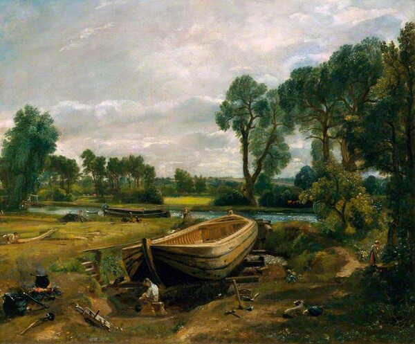 존 컨스터블, 플랫퍼드 방앗간 근처의 보트 제작(Boatbuilding near Flatford Mil), 1815년 경 (위키피디아)l
