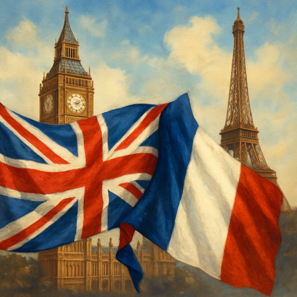 인공지능(AI)이 만든 영국과 프랑스 관계 이미지.  (Perplexity)