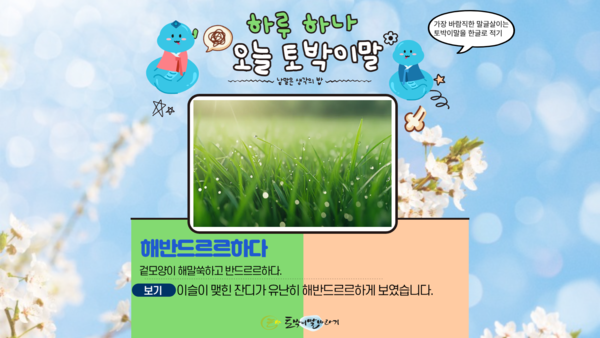 [오늘의 토박이말]해반드르르하다