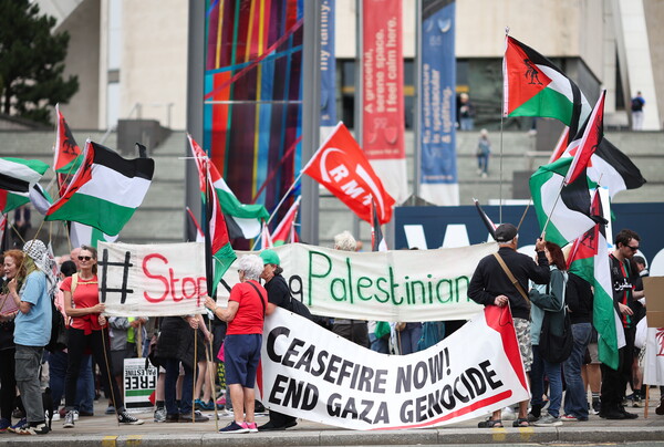 27일 영국 리버풀에서 '팔레스타인을 위한 정의' 행진이 진행되고 있다. 2025. 07. 27 [EPA=연합뉴스]