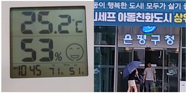 서울 은평구청 민원실의 오전 10시 45분 실내 온도 섭씨 25.2도