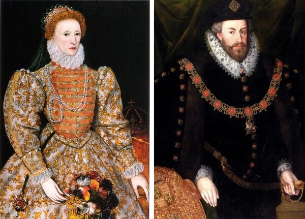 엘리자베스 1세 여왕(왼쪽)과 당시 정치가이자 대법관 크리스토퍼 해튼 경. (위키피디아)