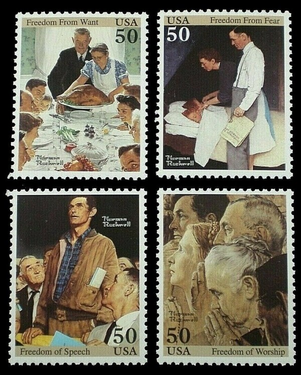 노먼 록웰(Norman Rockwell)의 그림을 우표로 제작했다. (The Stamp Nut)