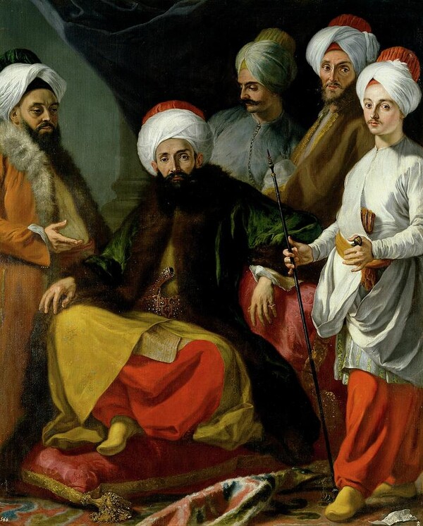 이탈리아 나폴리에 상주하던 터키 (튀르키예) 외교관들의 모습을 담은 미술 작품이다. 외교에는 우아함과 당당함, 또 자신의 문화에 대한 자부심이 있어야 한다는 메시지가 느껴진다. Giuseppe Bonito(1707-1789), 'The Turkish Diplomatic Mission in Naples' (1741) Museo del Prado, Madrid, Spain