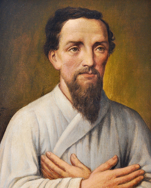 한국에 들어와 선교한 최초의 서양인 사제 모방 신부 초상화. 김대건 등을 신부 후보로 선발해 가르친 뒤 마카오로 유학을 보냈다.