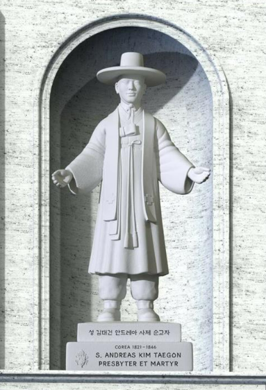 바티칸 성베드로대성당에 세워진 김대건 신부 성상. (한국천주교주교회의)