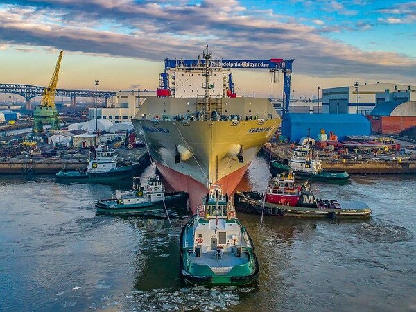 한화그룹은 지난 20일(현지시간) 미국 필라델피아에 있는 필리 조선소 지분 100%를 인수하는 계약을 맺었다고 21일 밝혔다. 사진은 미국 필라델피아 필리 조선소 전경. 2024.6.21. 연합뉴스