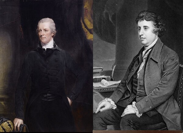 고드윈을 반대한 윌리엄 피트 총리(왼쪽)와 에드먼드 버크. (위키피디아)